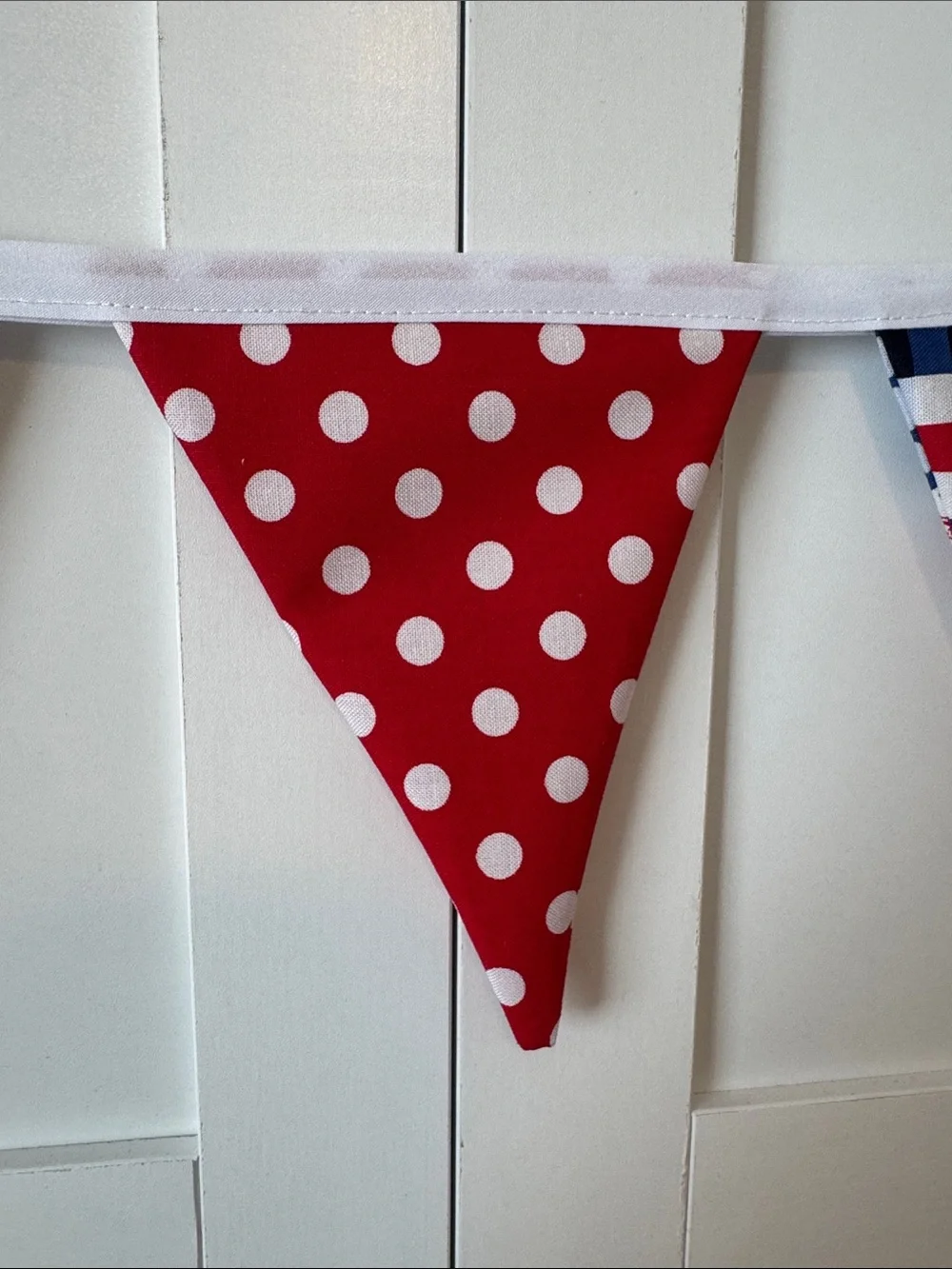 Red Patriotic  6” Triangle Fabric Bunting Garland - Festive Party Decoration